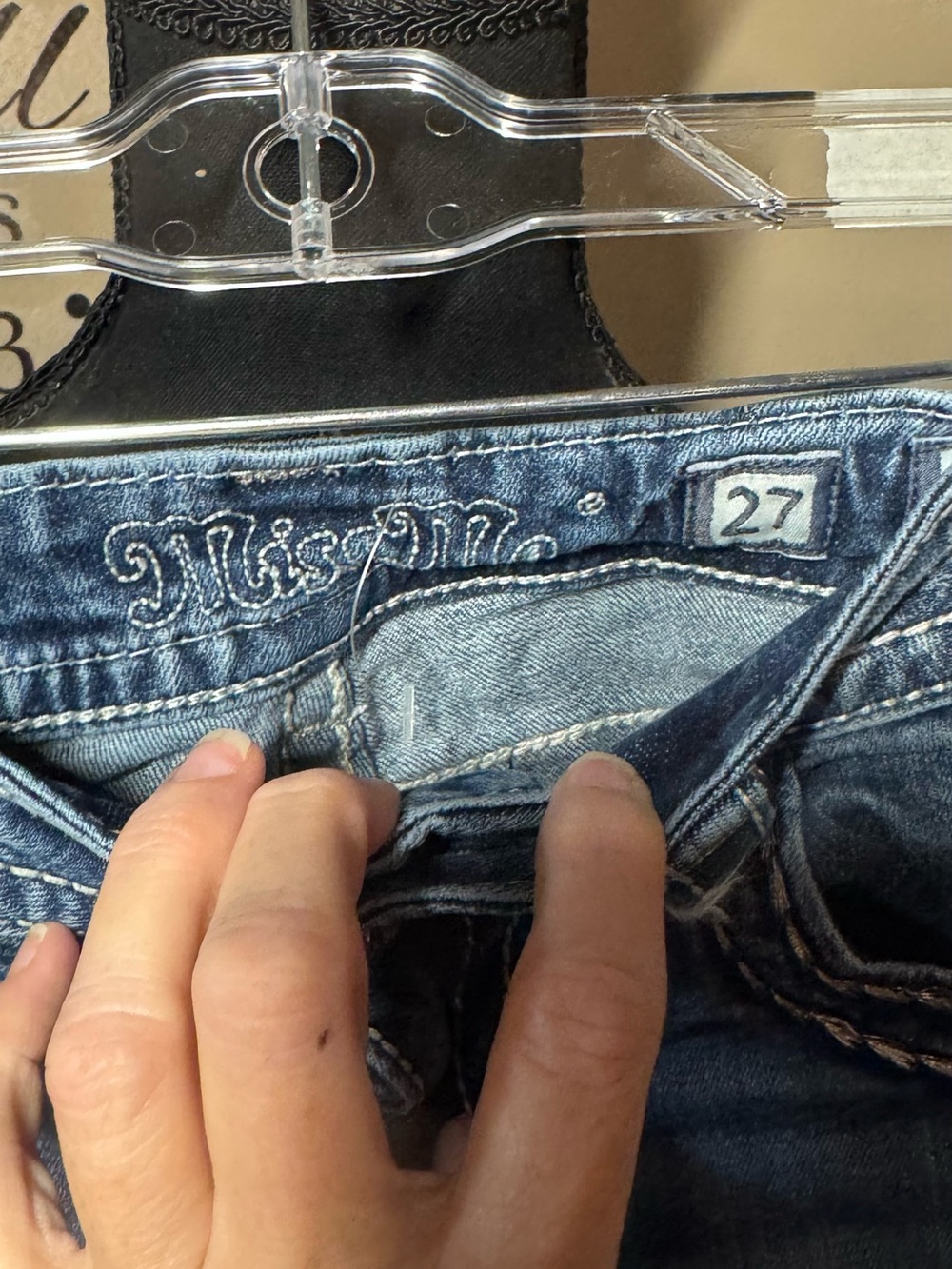 Miss Me Blue Denim Jean Shorts with Embroidered Waistband